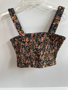 American Eagle floral Shirred Cropped Tank Top, XS